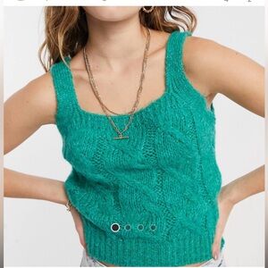 Women’s ASOS Green Cable Knit Sweater Tank Top Size Small Medium 4